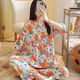 棉绸睡衣女夏季薄款七分袖女士套装大码宽松夏天绵绸可外穿家居服
