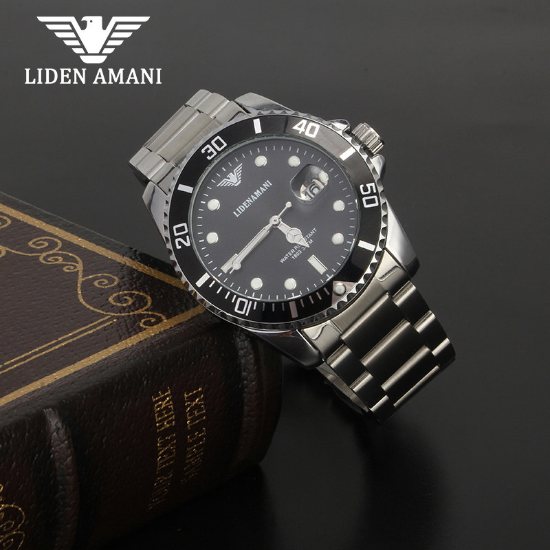 lidenamani利登阿玛尼手表男士石英表老款手表潮流爆款黑水鬼男表