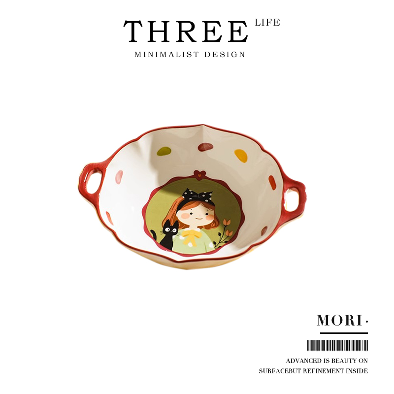 Tlife·Mori·餐具复古女孩创意风陶瓷釉下彩高颜值双耳碗 | 森系