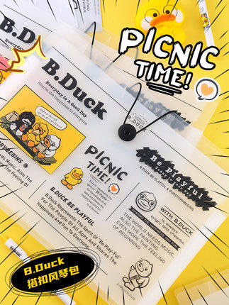 duck的一天12入搭扣风琴包卡通小黄鸭正版透明 文件资料册
