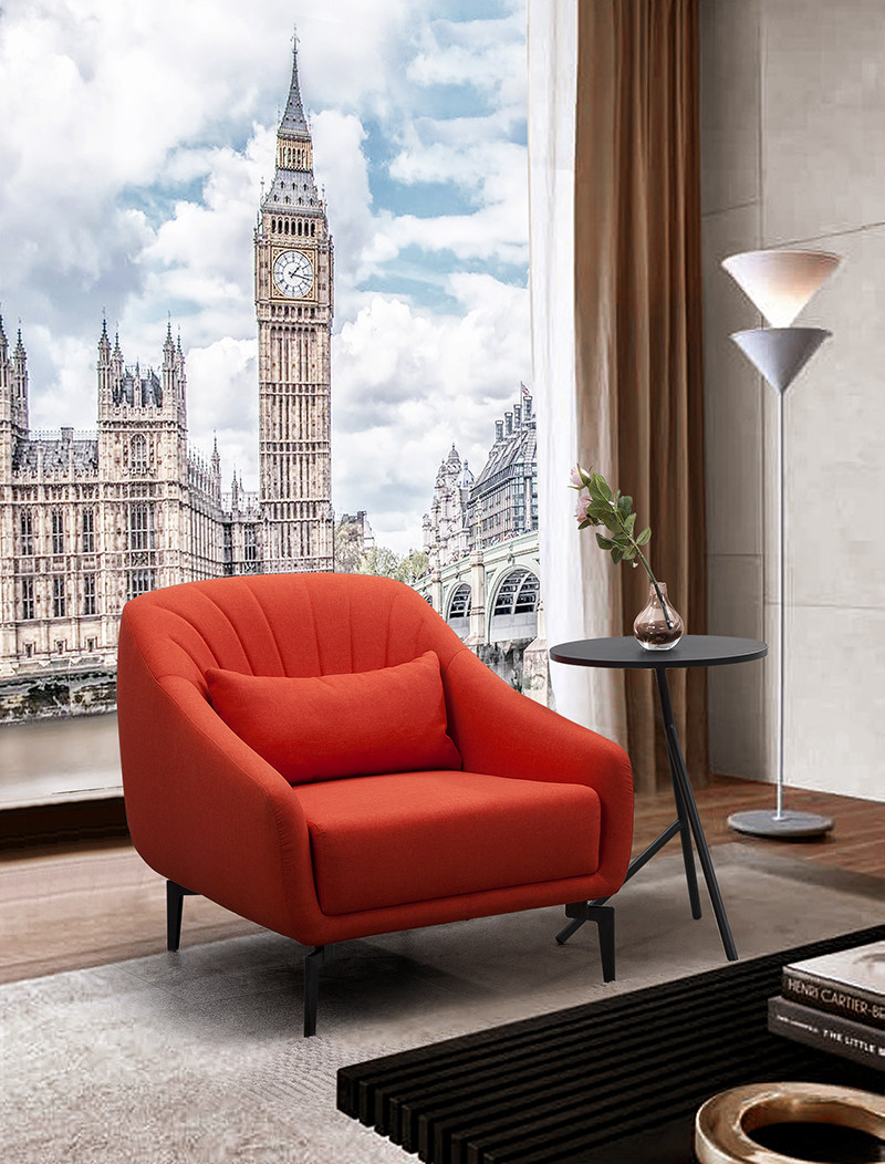 北欧靠背休闲椅家用单人小沙发现代简约休闲洽谈椅布艺单人沙发椅