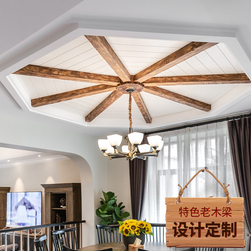 包邮老榆木做旧空心假梁装修天花吊顶老木梁实木方通隔断包梁包柱