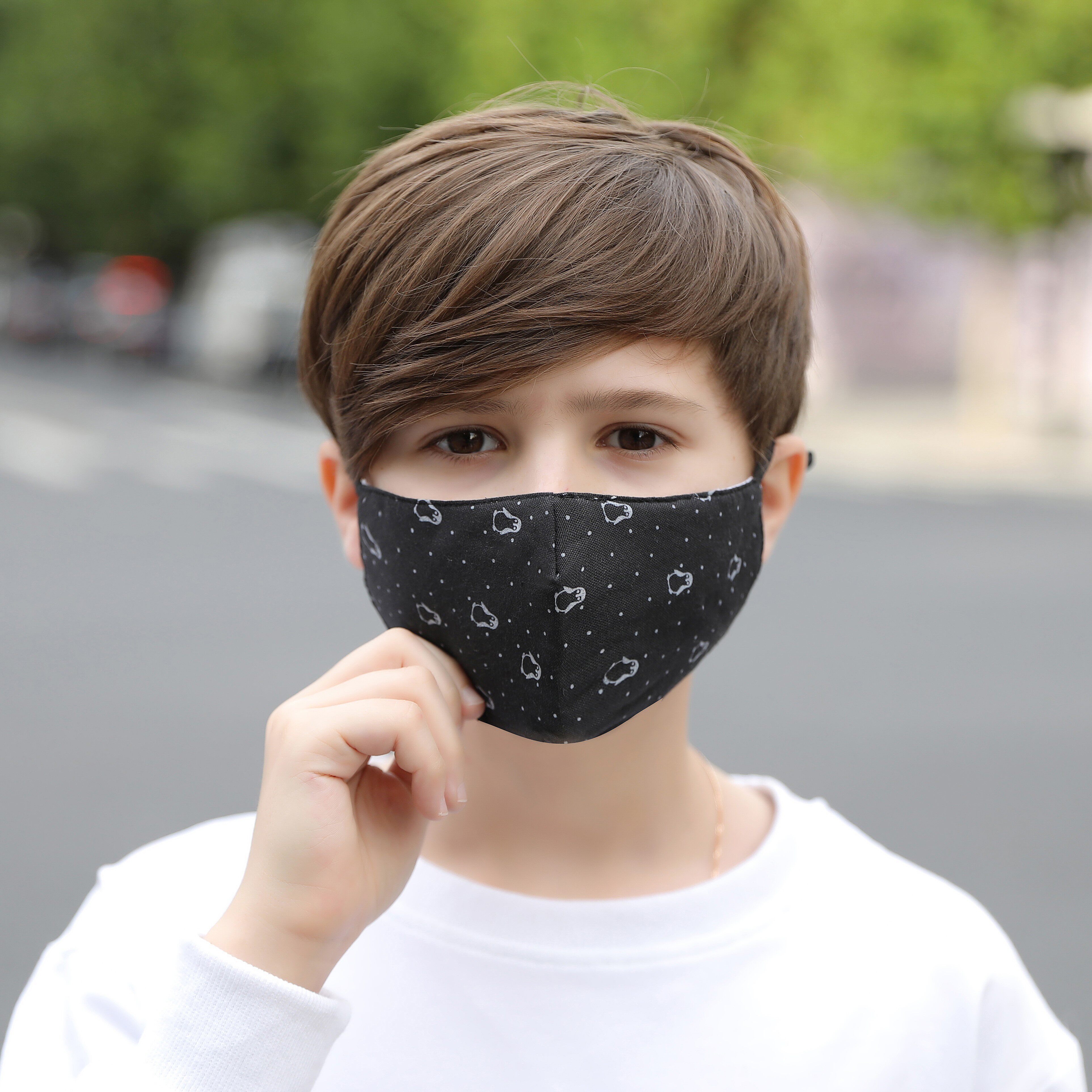 儿童口罩纯棉秋冬季加厚保暖透气防尘防风可水洗宝宝小孩国产黑色