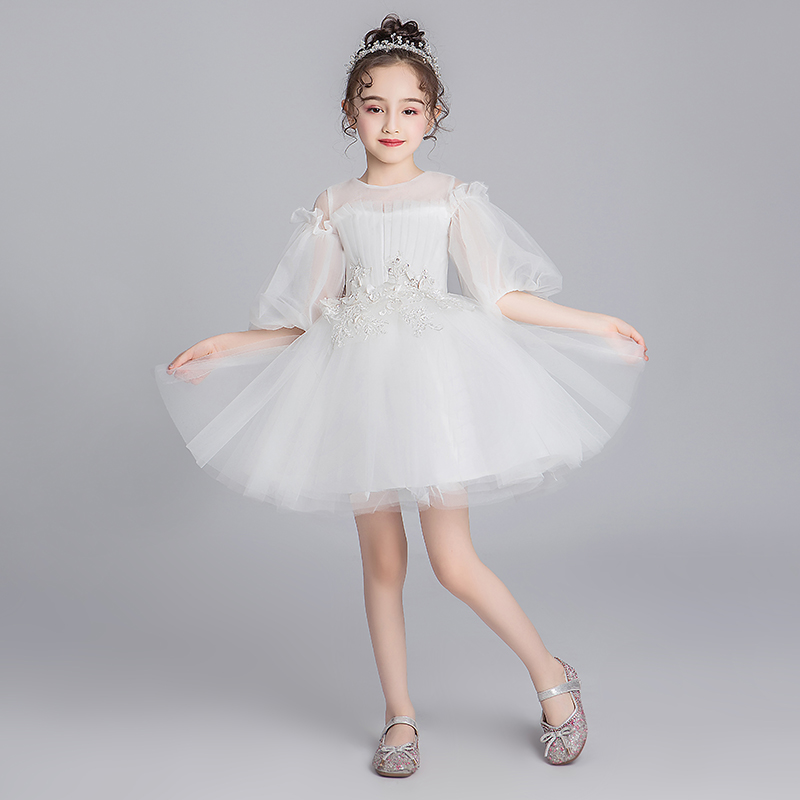 淘气朵朵童装旗舰店的优惠券大全—儿童礼服公主裙女童蓬蓬纱白色花童