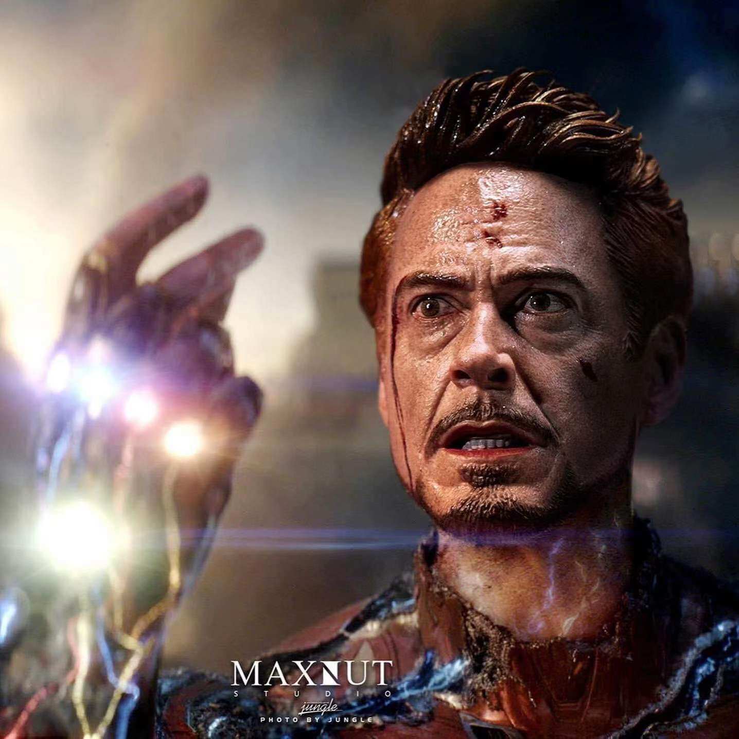 现货 maxnut m001兵人12寸 钢铁侠托尼mk85战损版1/6头雕独家原创