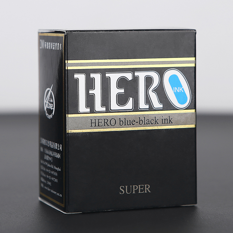 HERO英雄墨水400黑色200蓝黑钢笔水不堵塞颜料型非碳素墨水25ML包邮