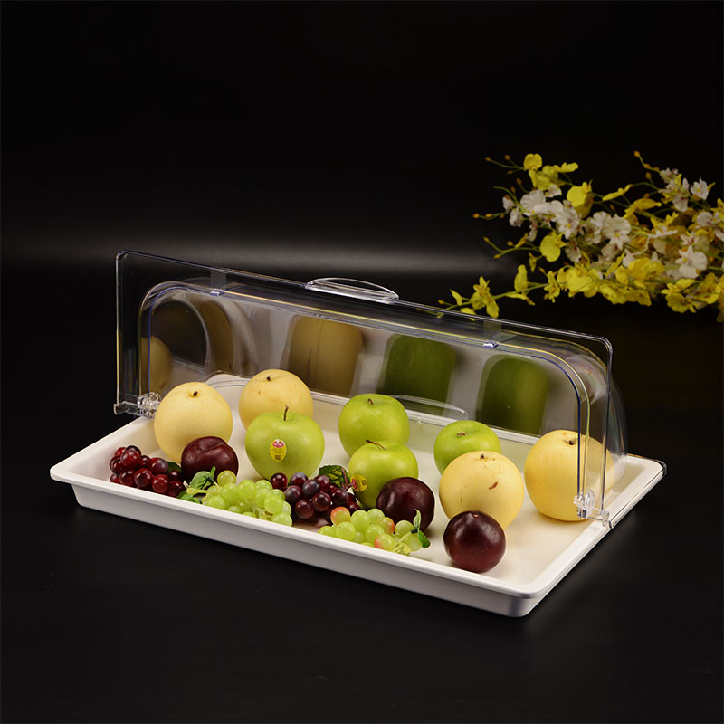 长方形带盖面包水果蛋糕托盘仿瓷密胺食物展示盘自助餐盘点心盘子