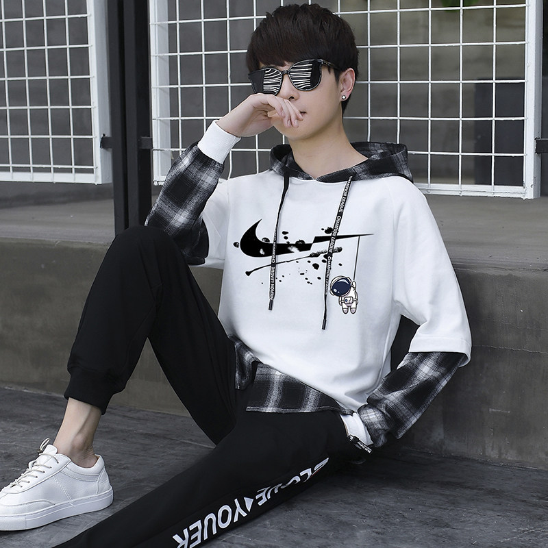 青少年春季运动套装男孩12-15岁初中学生长袖t恤13帅气大童春装14