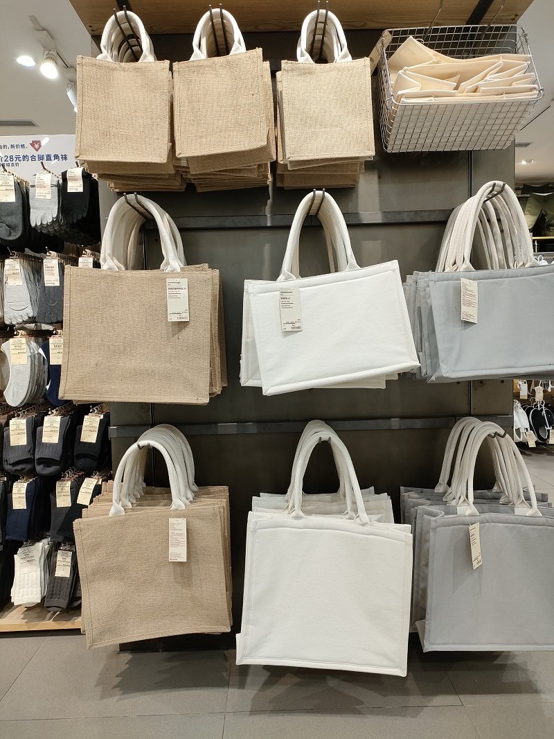 muji无印良品麻布袋手拎提布包女单肩手绘收纳购物黄麻袋diy正品