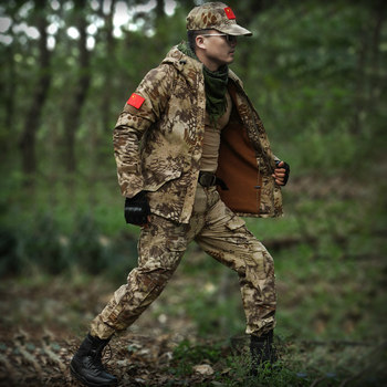 户外沙漠冬季迷彩服套装男加绒冲锋衣加厚特种兵军装作战服工作服
