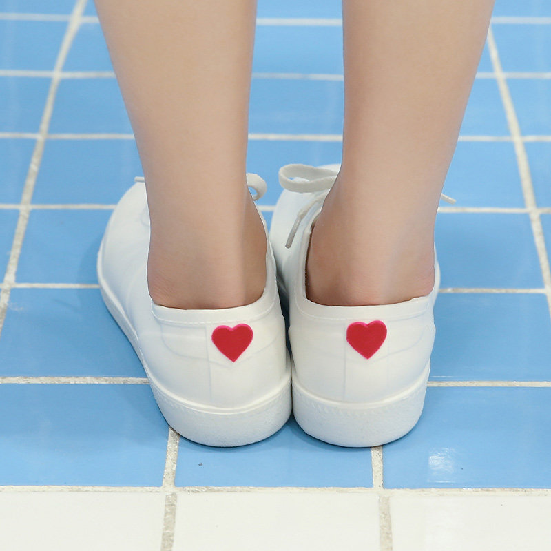 maiyu 时尚爱心低帮雨鞋女防滑秋冬短筒胶鞋韩国可爱雨靴系带水鞋