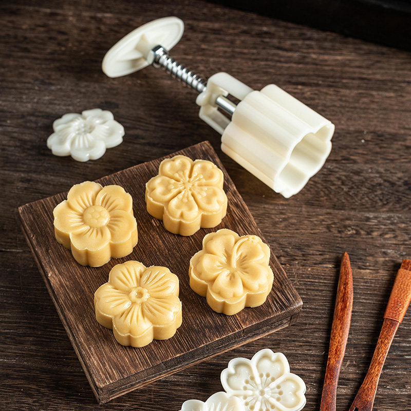 月饼模具 手压式压模器做绿豆糕的模具莲花模型印具磨具烘焙模子