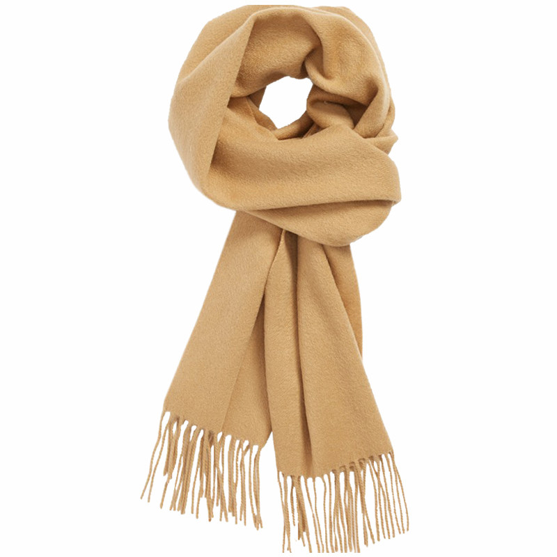 加厚纯羊毛围巾女秋冬季保暖纯驼色时尚韩版披肩长款两用百搭围脖