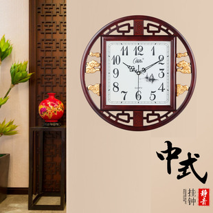 康巴丝新中式挂钟客厅静音复古创意石英钟表中国风家用电现代时钟