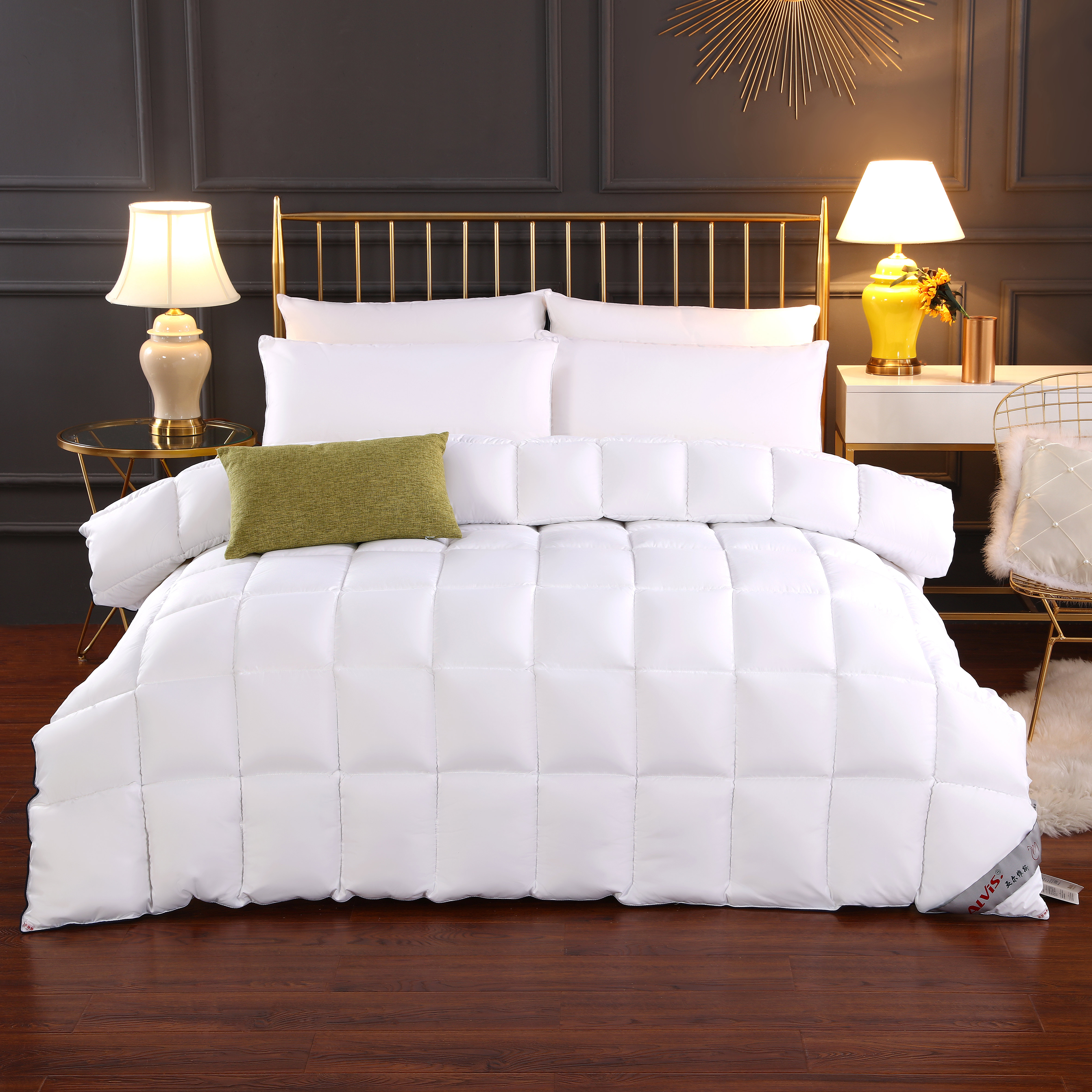 亚尔维斯 羽绒被95白鹅绒被冬被加厚进口100支全棉保暖被子被芯