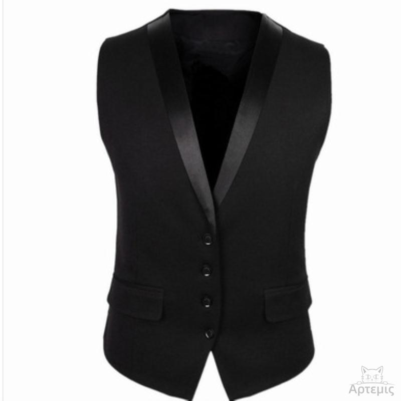 男士修身四粒扣西装领小马甲外套Men fashion vintage suit vest