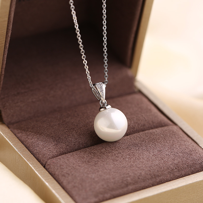 南洋珍珠吊坠女项链s925纯银镀18k金百搭单颗贝珠坠子锁骨链日韩