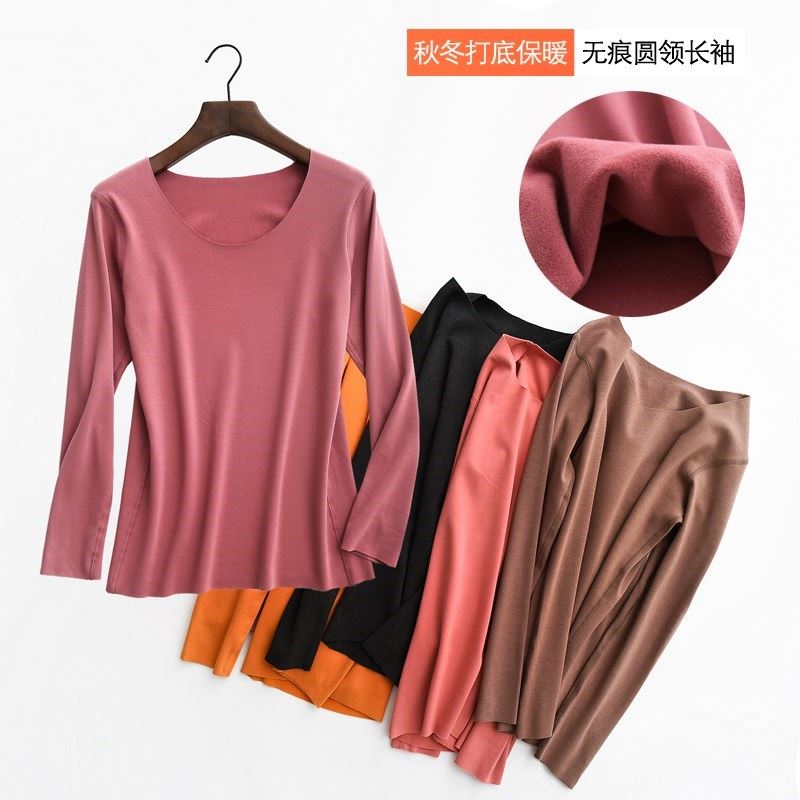 秋冬女無痕圓領磨毛中厚發熱保暖內衣長袖打底衫單件秋衣上衣在類目 女裝/女士精品, T恤中 - 來自Buy2taobao.com提供專業的淘寶代購服務