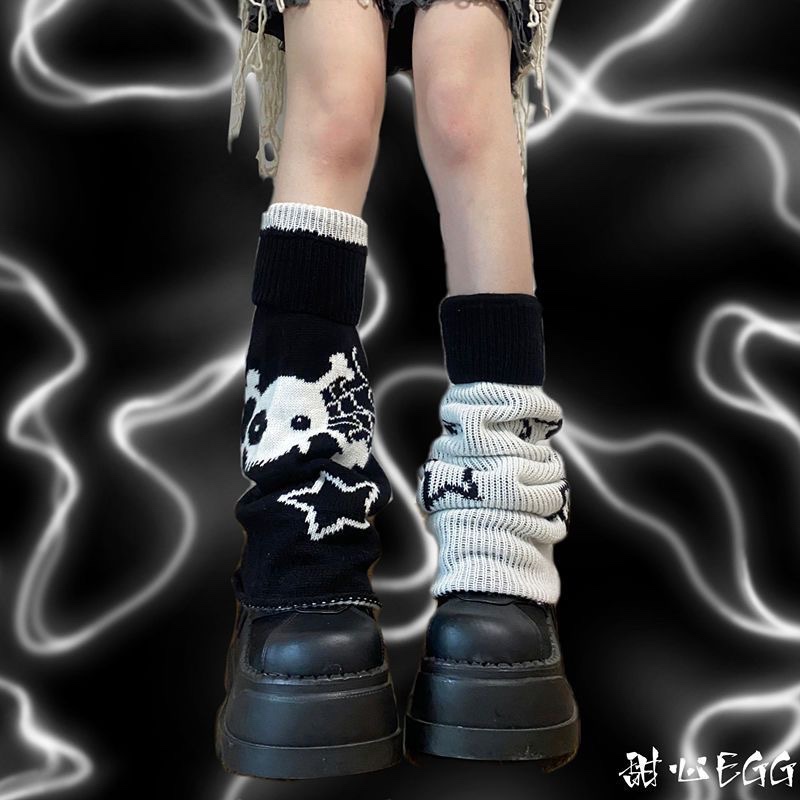 秋冬日系辣妹星星骷髅元素腿套亚文化y2k显瘦学生堆堆袜正反两穿