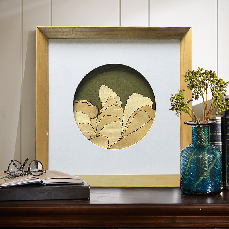 艺美嘉新中式立体装饰画手工实物立体画山水书房样板房客厅玄关画
