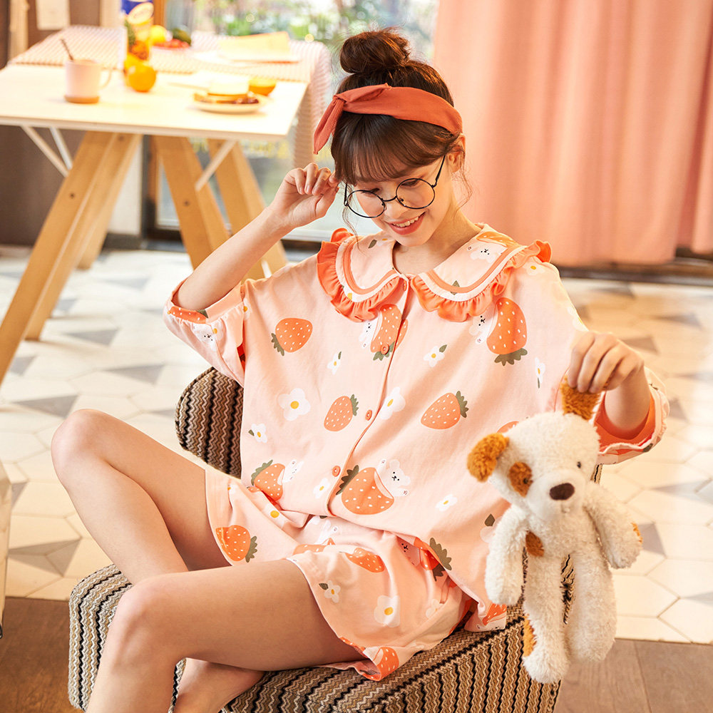 睡衣女春秋款纯棉长袖可爱学生夏季清新薄款可外穿家居服两件套装