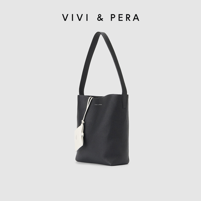 VIVI&PERA 女包park水桶包荔枝纹托特包大容量单肩包通勤腋下包包