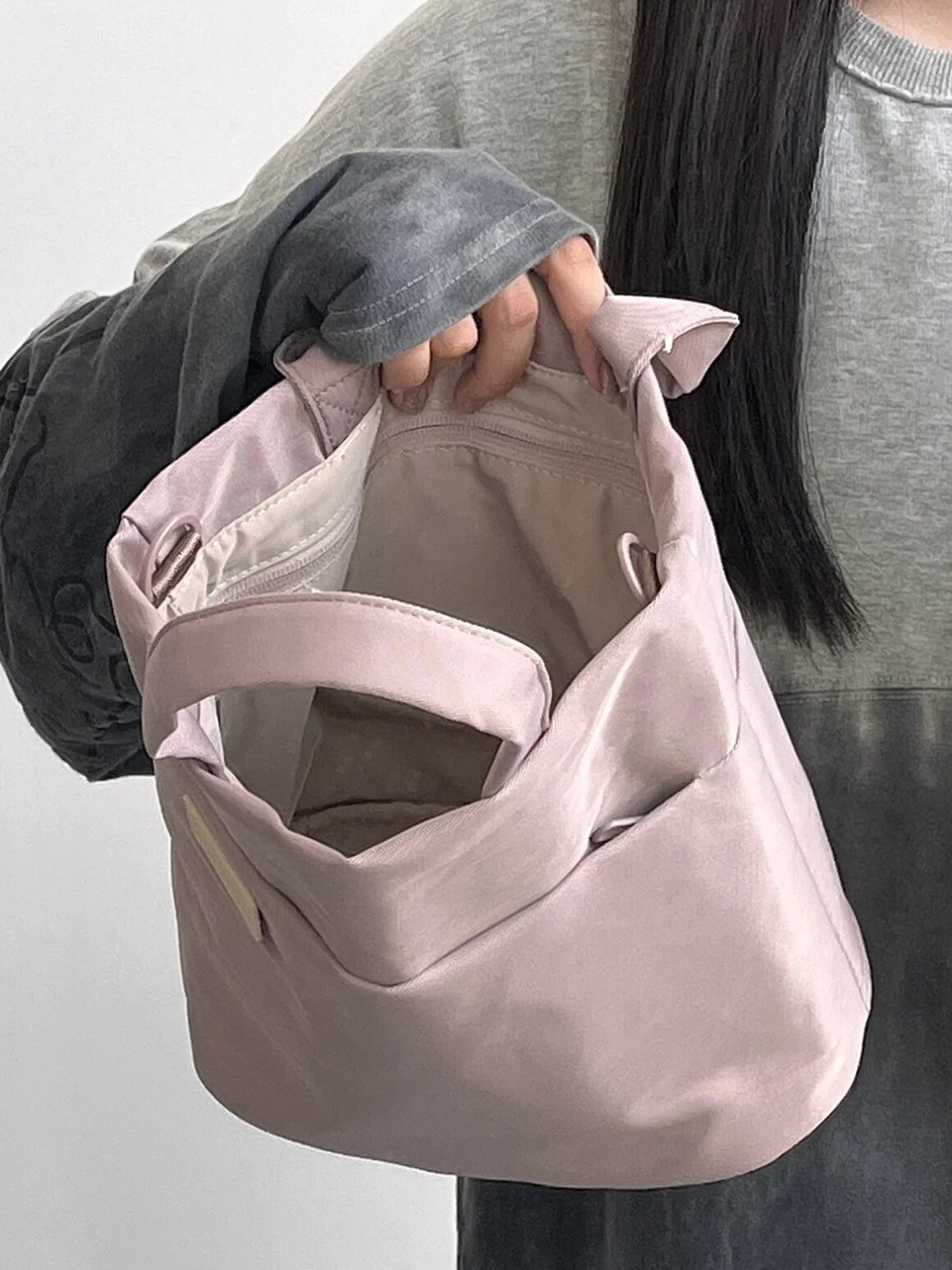 奶油紫！韩国时尚手提包包女2024