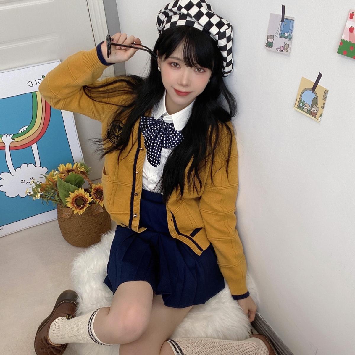 【秋季新品】鹰奈艺高韩式制服双色包边西服衬衣毛衣加厚jk雲月酱