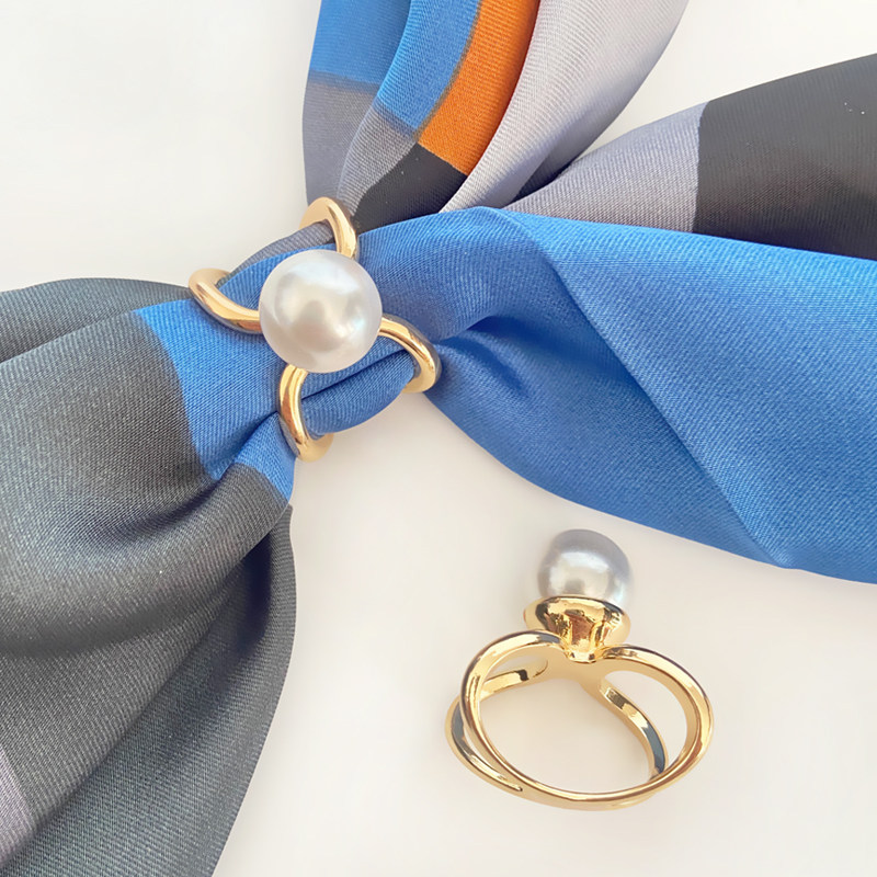 丝巾扣环百搭高端胸针两用高档奢华大珍珠多功能衣角打结扣方巾扣