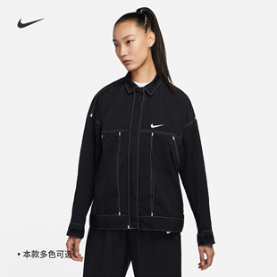 耐克/NIKE女子运动休闲防风工装翻领梭织夹克外套DM6204-010-030