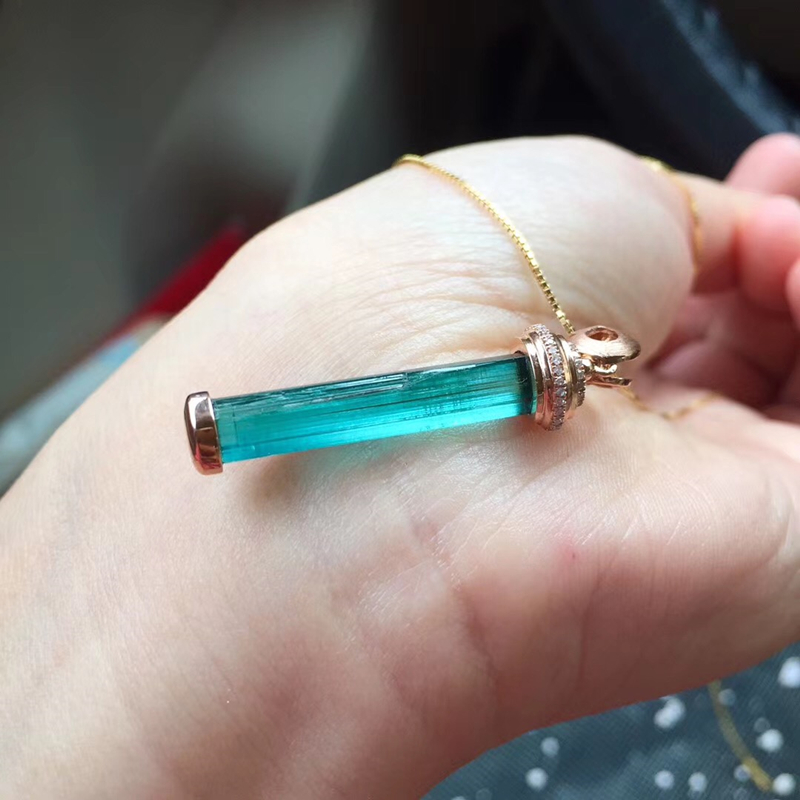 Crystal Sakura 18k Set Blue Tourmaline rough Pendant Chic Crystal transparent Fresh color fashionin the Accessories/Fashion Jewelry, Pendant/Pendant category - from Buy2taobao.com to provide professional Taobao agent buy service