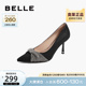 百丽黑色高跟鞋女新款女鞋商场同款鞋子优雅气质单鞋BXB09CQ2