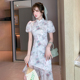 法式年轻款改良旗袍2025年新款雪纺印花少女灯笼袖新中式连衣裙
