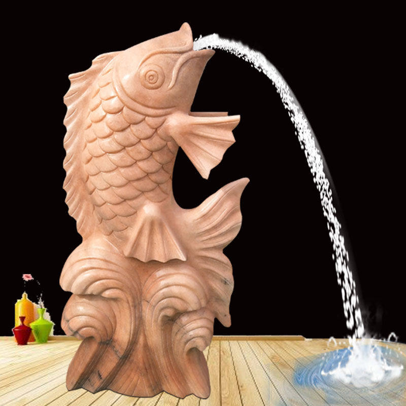 石雕晚霞红喷水鱼吐水鲤鱼景观园林户外水池广场喷泉小鱼流水摆件