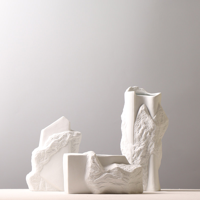 简约现代创意石头售楼部样板房花瓶