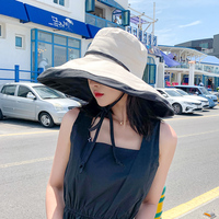 日本防晒渔夫帽防紫外线遮脸遮阳女可折叠夏季百搭大沿帽檐太阳帽