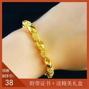 Counter 999 with the same 24k gold transfer bead bracelet new fashion women's rose bracelet pure gold does not fade