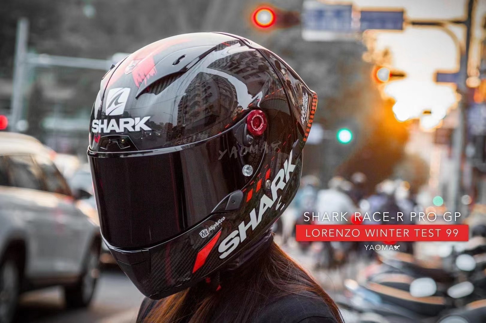 法国shark鲨鱼摩托机车洛伦佐冬测限量版赛道大尾翼碳纤维头盔 券后