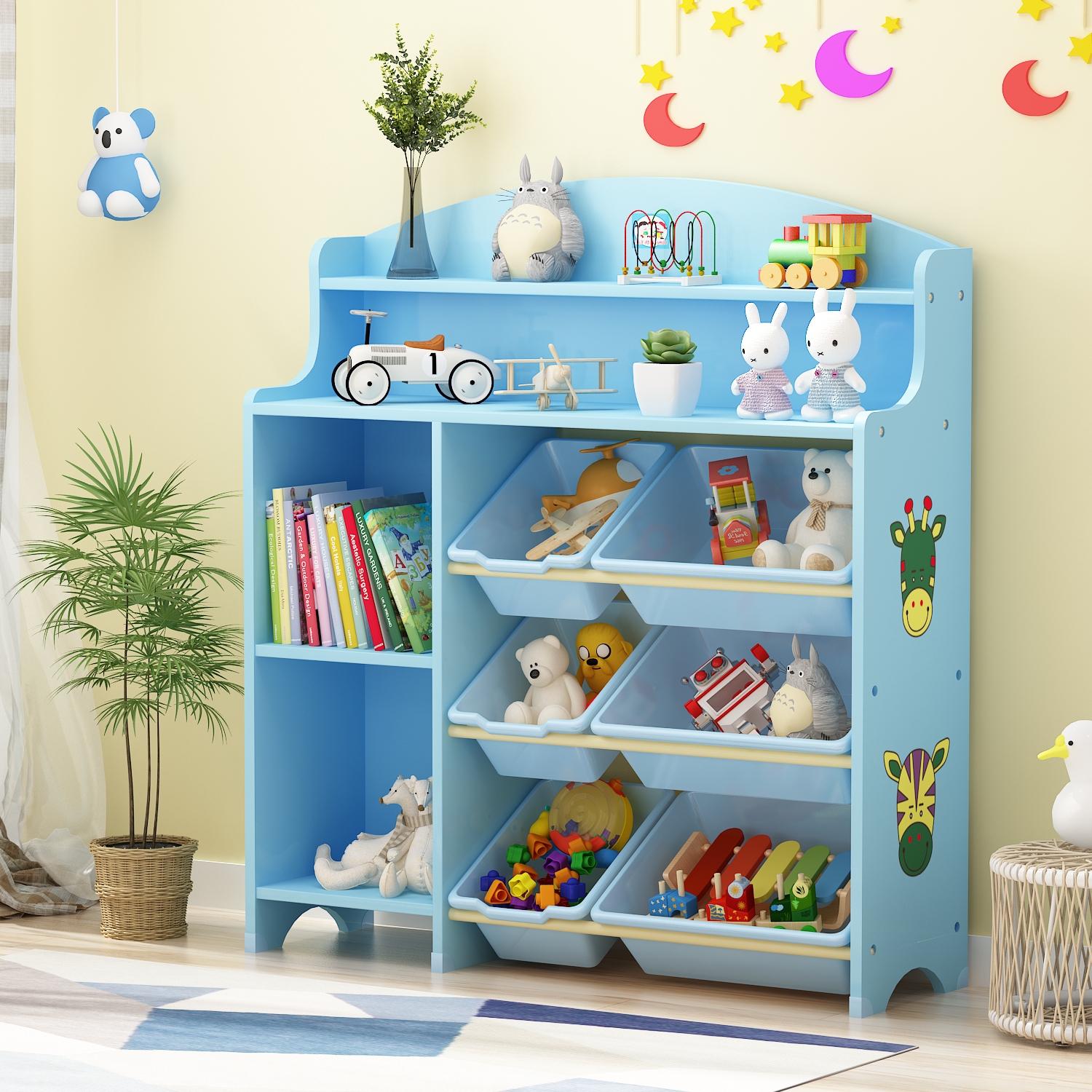 儿童玩具收纳架 宝宝书架绘本架整理架子置物架多层 收纳箱收纳柜