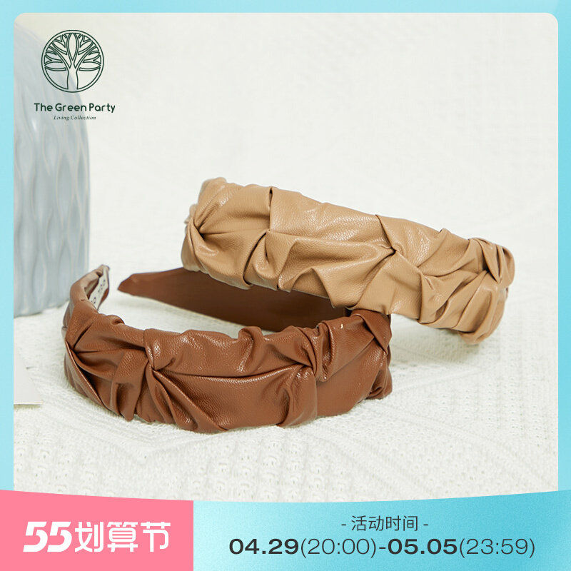 thegreenparty  气质发扣发饰pu合成革发箍家用成人休闲发扣