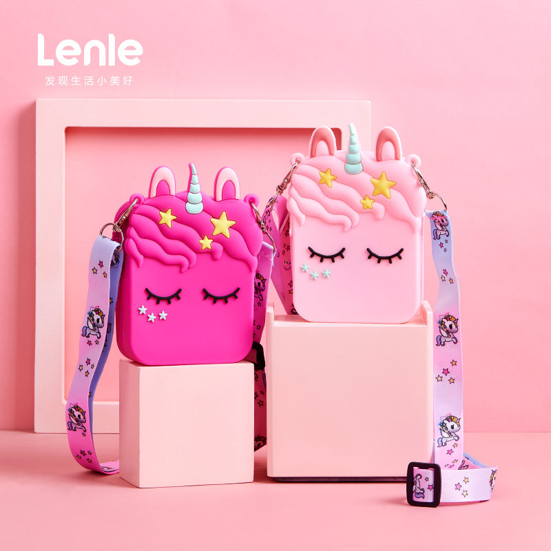 lenle伶俐儿童萌趣独角兽发饰套装皮筋发夹饰品收纳斜挎包礼物
