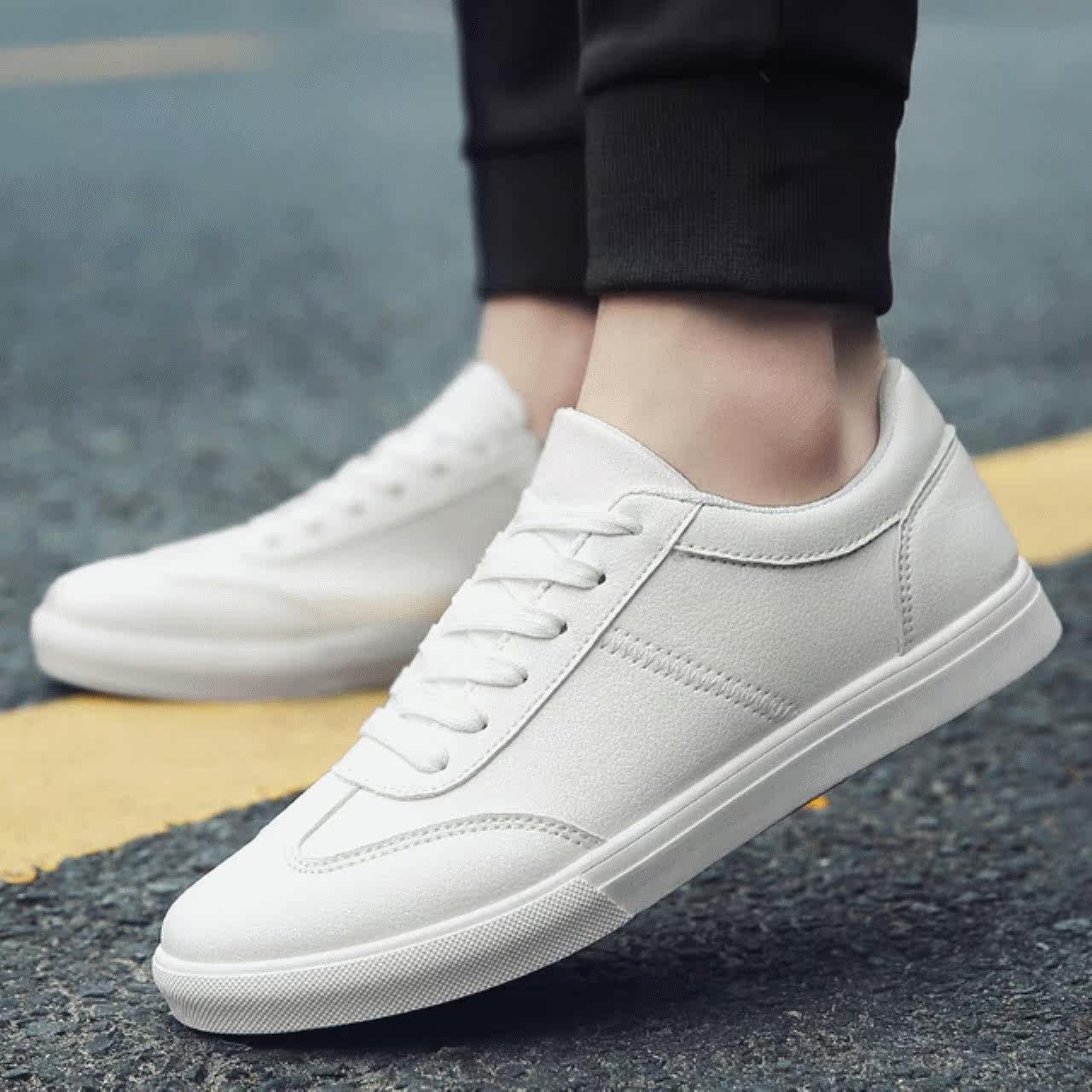 新品闲鞋男白鞋子0潮鞋男平底板鞋韩版小白鞋百搭运动休_7折现价87.