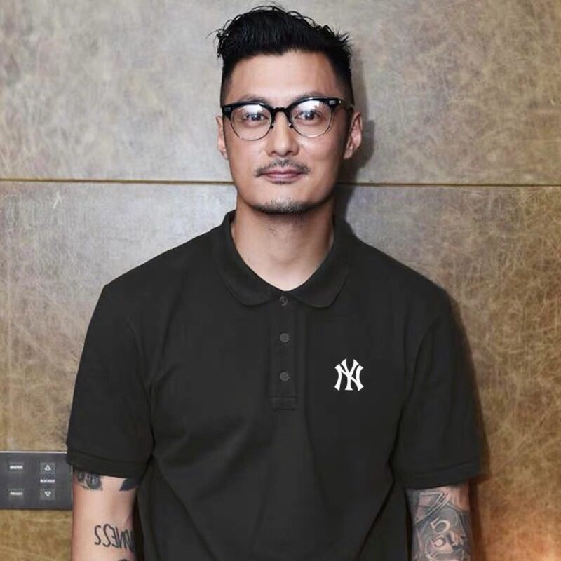 boy bees明星同款ny洋基队刺绣短袖韩版mlb经典短袖男polo翻领衫