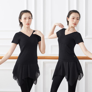 舞蹈服女现代成人形体训练舞蹈服夏季中国古典芭蕾舞上衣练功套装