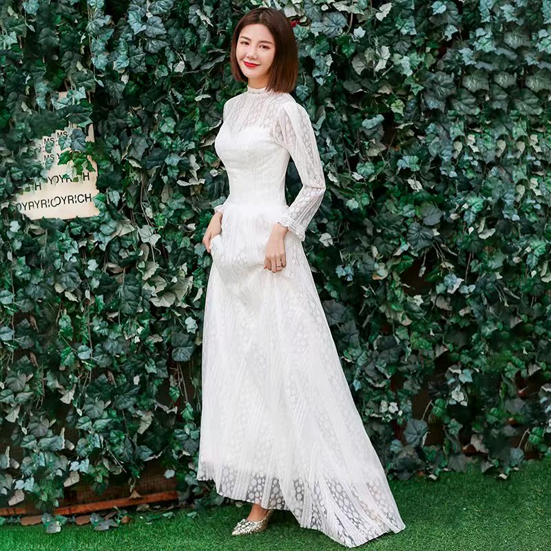 婚纱礼服2018新款新娘结婚齐地时尚蕾丝简约轻婚纱森系显瘦长袖冬|ruв категории Женская одежда, Cвадебные платья, свадебное платье - от Buy2taobao.com для оказания профессиональной услуги покупки агента Taobao