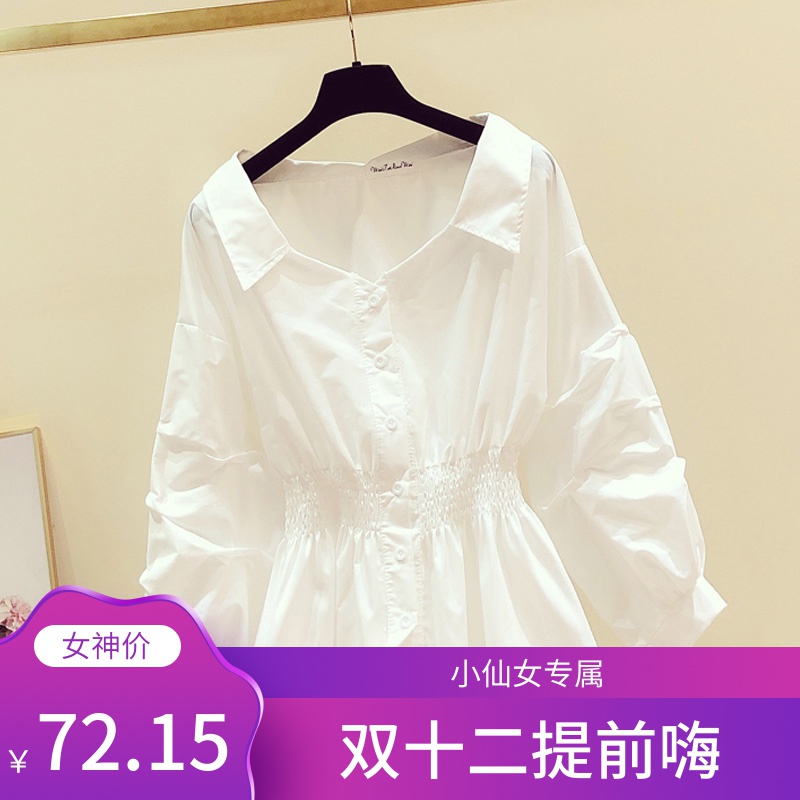 2019早秋季宽松漏锁骨心机收腰衬衫韩版v领上衣女白色衬衣泡泡袖在类目 女装/女士精品, 衬衫中 - 来自Buy2taobao.com提供专业的淘宝代购服务