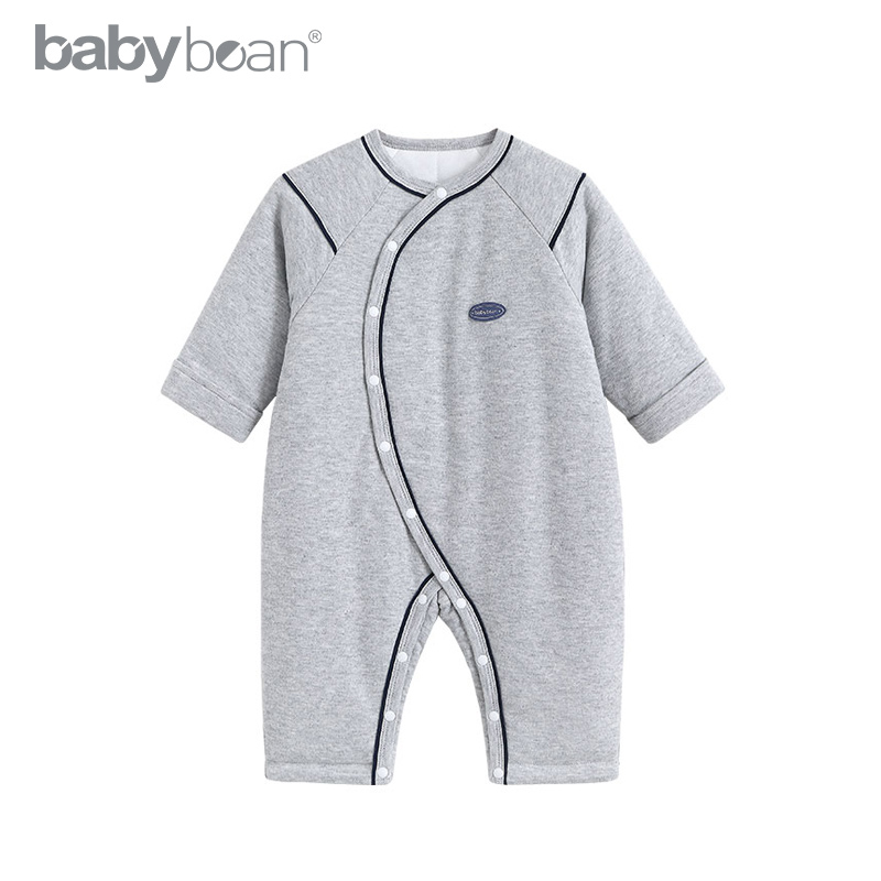 babybean亲豆婴儿连体新生儿冬季长袖保暖夹棉可爱哈衣爬服