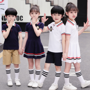 幼儿园园服夏装老师英伦风小学生校服套装夏季儿童学院风短袖班服