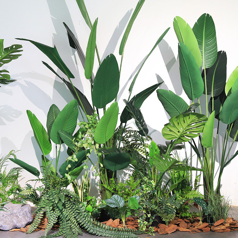 野趣丛林仿真绿植庭院景观设计商业空间餐厅地景假装饰雨林堆景