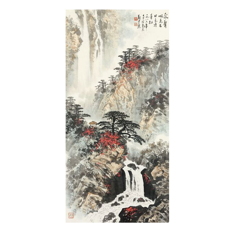 冯超然癸亥秋溪叠嶂山水画中国画复制微喷画心装饰画字画玄关挂画